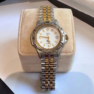 🕰️ Rare Vintage ESQ by Movado Two-Tone Stainless Steel Watch – Classic Style!